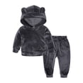thumbnail image 1 of GYRATEDREAM Infant Toddler Baby Velvet Hoodie 2 Piece Outfits Boys Girls Hooded Tracksuit Sweatshirt Top + Sweatpants Set Kids Winter Warm Clothes Suit for 9 Months-7 Years, 1 of 3