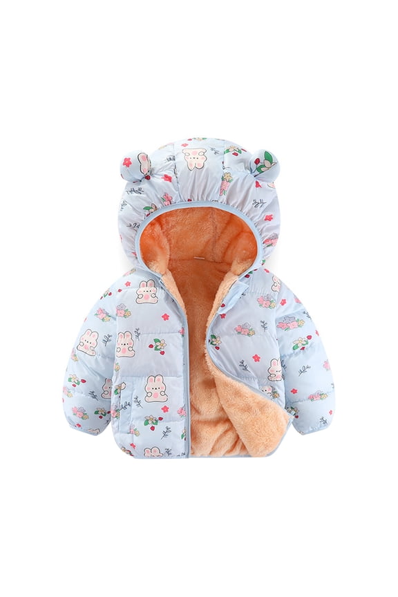 Infant Toddler Baby Winter Fleece Thicken Coats Boys Girls Teddy Bear Hooded Windproof Padded Jacket Outerwear Unisex Warm Lined Zipper Down Jacket for 6 Months-3 Years