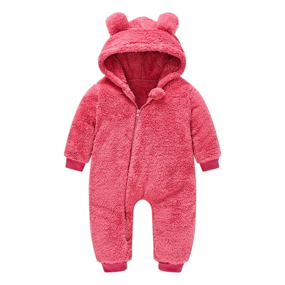 GYRATEDREAM Infant Toddler Baby Winter Snowsuit Fleece Jumpsuit Boys Girls Bear Ear Windproof Hooded Romper Jacket Coat Warm Onesie Outwear Clothes for 3-18 Months