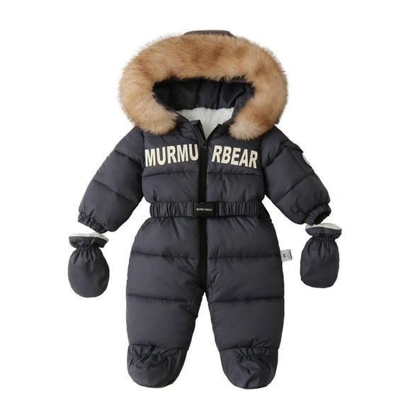 GYRATEDREAM Infant Toddler Boys Girls Snowsuit Newborn Winter Coat Warm Hooded Romper Jumpsuit Outwear Jacket for 3-6M Gray