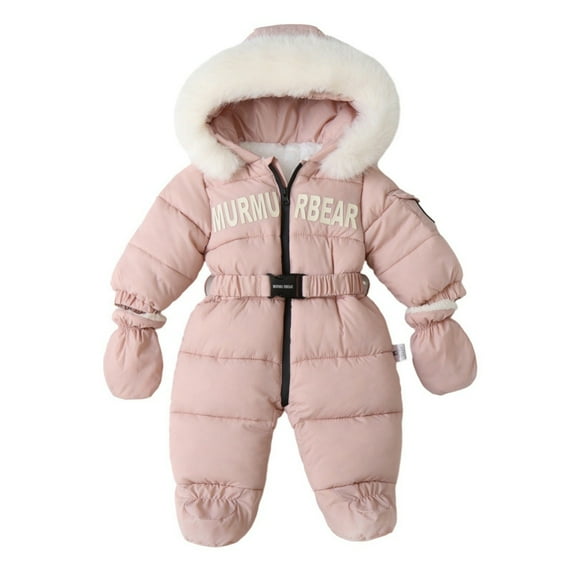 GYRATEDREAM Infant Toddler Boys Girls Snowsuit Newborn Winter Coat Warm Hooded Romper Jumpsuit Outwear Jacket for 6-9M Pink