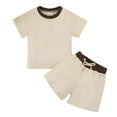 thumbnail image 1 of GYRATEDREAM Infant aby Boy Clothes Toddler Summer Outfit Short Sleeve T-Shirt Tee Tops Elastic Waist Shorts 2Pcs Clothing Set, 1 of 7