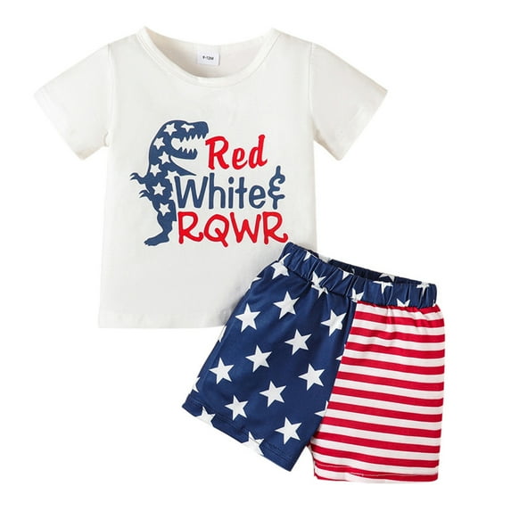 GYRATEDREAM Infant aby Boy Clothes Toddler Summer Outfit Short Sleeve T-Shirt Tee Tops Elastic Waist Shorts 2Pcs Clothing Set