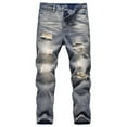 thumbnail image 1 of GYRATEDREAM Kid Boys Ripped Destroyed Straight Leg Jeans Children Fashion Skinny Fit Elastic Waist Distressed Denim Pants Stretch Slim Trousers for 5-13 Years, 1 of 1