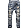 thumbnail image 1 of GYRATEDREAM Kid Boys Ripped Destroyed Straight Leg Jeans Children Fashion Skinny Fit Elastic Waist Distressed Denim Pants Stretch Slim Trousers for 5-13 Years, 1 of 8