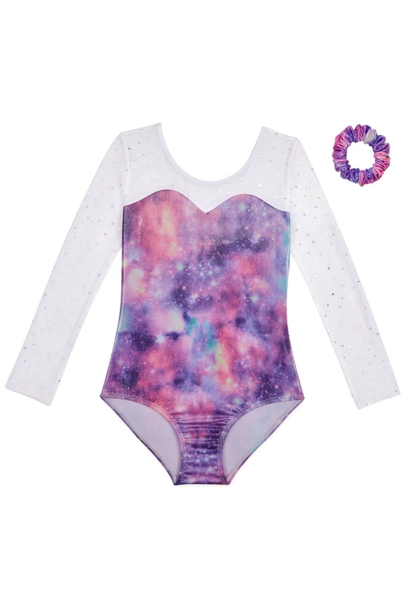 Kid Girls Gymnastic Leotard Shiny Long Sleeve Ballet Latin Dance One Piece Outfit 3-14 Years