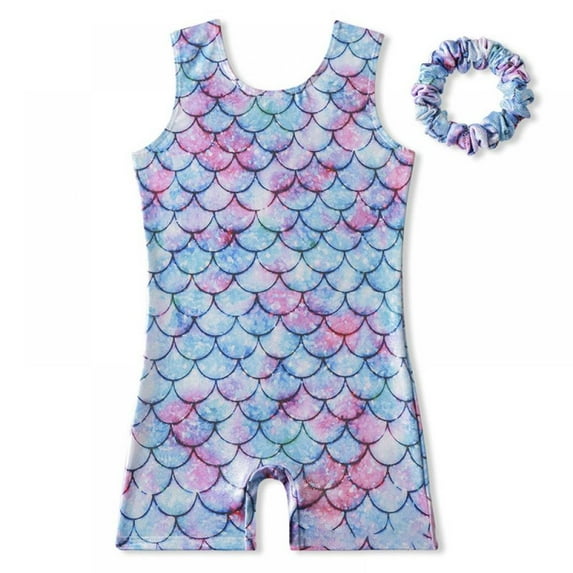 GYRATEDREAM Kid Girls Gymnastic Leotard Sparkly Shiny Ballet Dance One Piece Outfit with Headband 3-10 Years