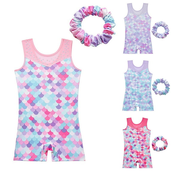 GYRATEDREAM Kid Girls Gymnastic Leotard Sparkly Shiny Ballet Dance One Piece Outfit with Headband 3-10 Years