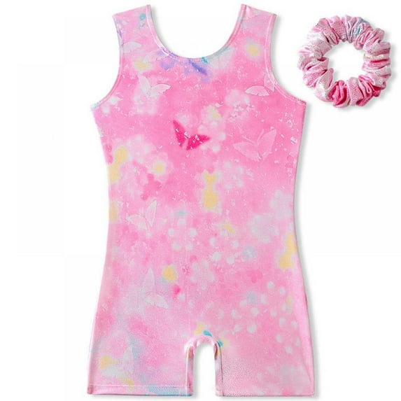 GYRATEDREAM Kid Girls Gymnastic Leotard Sparkly Shiny Ballet Dance One Piece Outfit with Headband 3-10 Years