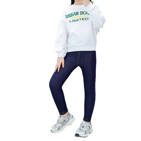GYRATEDREAM Kid Girls Stretch Denim Legging Teen Soft Breathable High Waist Stretch Long Pant Snug Fitting Jeans Legging Trouser for 5-15 Years