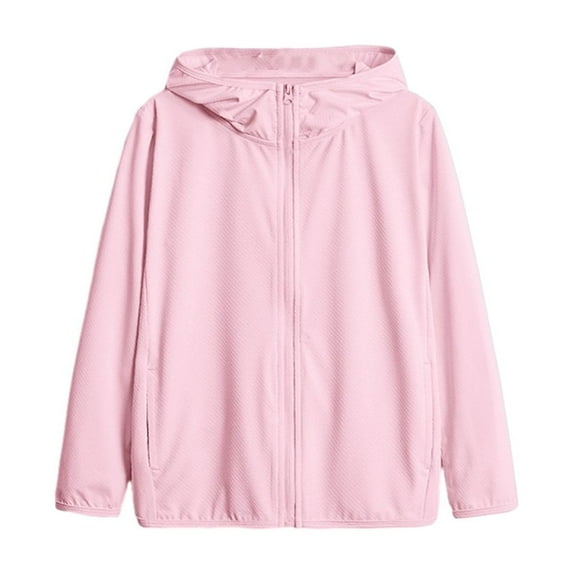 GYRATEDREAM Kids Athletic UPF50+ Sun Protection Jacket Girls Boys Long Sleeve Zipper Sweatshirts Lightweight Breathable Hooded Cooling Shirt Outdoor Light Pink for 4-20Y+