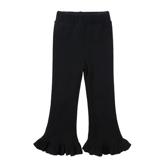 GYRATEDREAM Toddler Baby Girl Flare Pants for Infant Little Girls Wide Leg Ruffle Pants Bell Bottoms Legging Trousers for 2-3Y Black-B