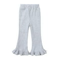 thumbnail image 1 of GYRATEDREAM Kids Baby Girl Knit Bell Bottoms Solid Color Flared Pants Toddler Elastic Waist Ruffle Leggings Fall Clothes for 3-4Y Light Gray, 1 of 8