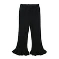 thumbnail image 1 of GYRATEDREAM Kids Baby Girl Knit Bell Bottoms Solid Color Flared Pants Toddler Elastic Waist Ruffle Leggings Fall Clothes for 6-7Y Black-B, 1 of 9