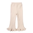 thumbnail image 1 of GYRATEDREAM Kids Baby Girl Knit Bell Bottoms Solid Color Flared Pants Toddler Elastic Waist Ruffle Leggings Fall Clothes for 7-8Y White Bell Bottoms, 1 of 9