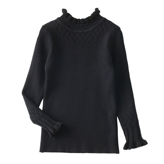 GYRATEDREAM Kids Baby Girls Basic Solid Color Half Turtleneck Cotton T-Shirt Tops Long Sleeve Clothes 2-7 Years