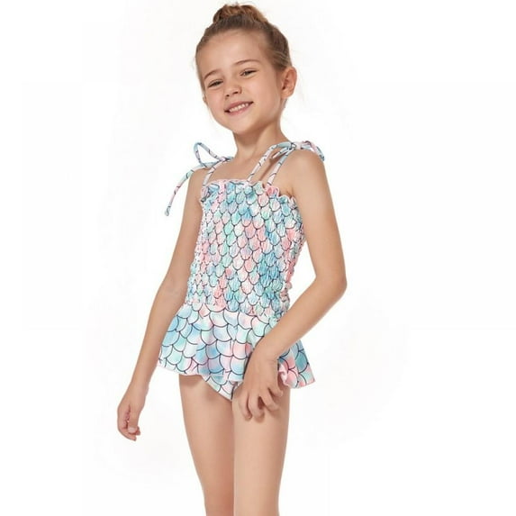 GYRATEDREAM Kids Bathing Suit Swimwear Two-Piece Bathing Suit Printed Swimsuit Spaghetti Strap Bikin Bathing Suit Kids Bathing Suit, Size 9-11 Years