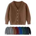 thumbnail image 1 of GYRATEDREAM Kids Boy Girl School Uniform Cardigan Sweaters V-Neck Basic Solid Button Knitted Cardigan 3-10 Years, 1 of 5
