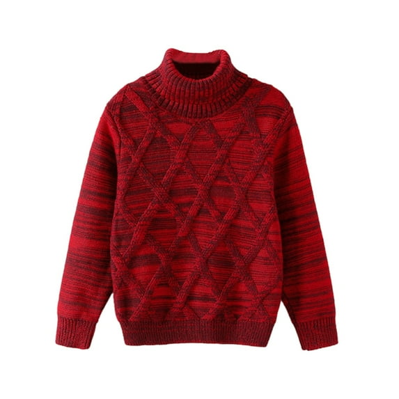 GYRATEDREAM Kids Boys Girls Cable Knit Slim Fit Sweaters Long Sleeve Crewneck Chunky Pullover Cute Knitwear Fall Jumper Tops for 1-2Y Red