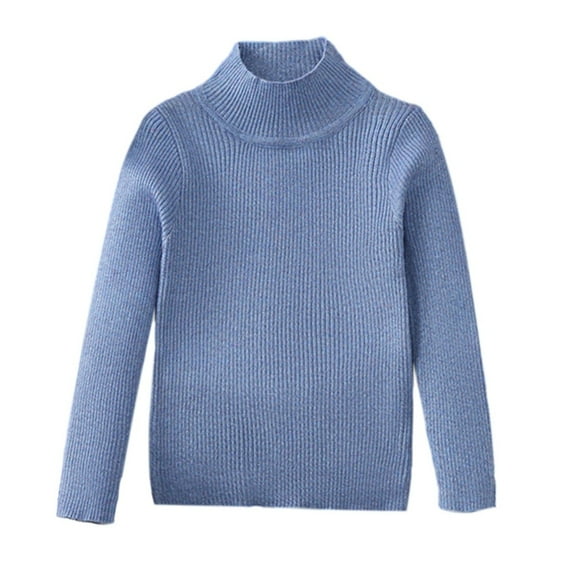 GYRATEDREAM Kids Boys Girls Cable Knit Slim Fit Sweaters Long Sleeve Crewneck Chunky Pullover Cute Knitwear Fall Jumper Tops for 2-3Y Blue