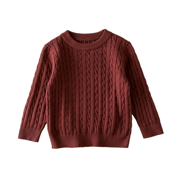 GYRATEDREAM Kids Boys Girls Cable Knit Slim Fit Sweaters Long Sleeve Crewneck Chunky Pullover Cute Knitwear Fall Jumper Tops for 3-4Y Red