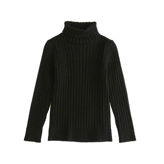 GYRATEDREAM Kids Boys Girls Cable Knit Slim Fit Sweaters Long Sleeve Crewneck Chunky Pullover Cute Knitwear Fall Jumper Tops for 4-5Y Black