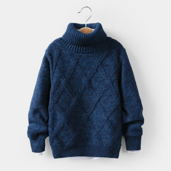 GYRATEDREAM Kids Boys Girls Cable Knit Slim Fit Sweaters Long Sleeve Crewneck Chunky Pullover Cute Knitwear Fall Jumper Tops for 5-6Y Blue