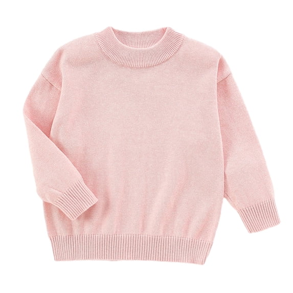 GYRATEDREAM Kids Boys Girls Cable Knit Slim Fit Sweaters Long Sleeve Crewneck Chunky Pullover Cute Knitwear Fall Jumper Tops for 5-6Y Pink