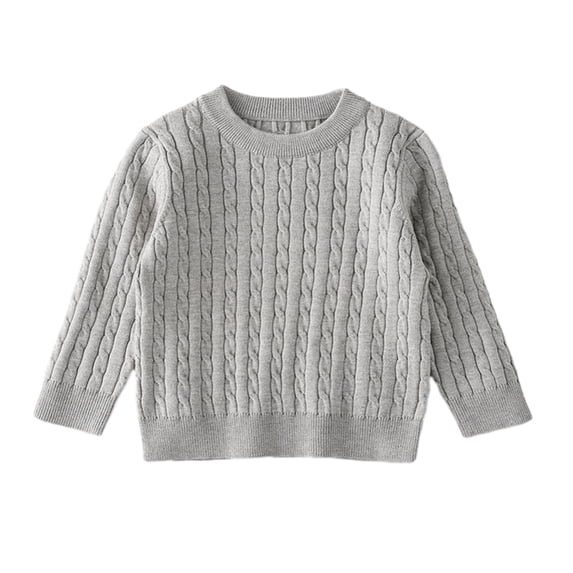 GYRATEDREAM Kids Boys Girls Cable Knit Slim Fit Sweaters Long Sleeve Crewneck Chunky Pullover Cute Knitwear Fall Jumper Tops for 7-8Y Gray