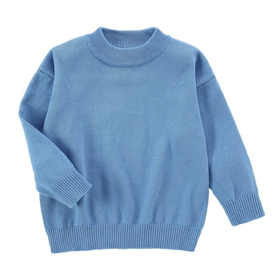 GYRATEDREAM Kids Boys Girls Cable Knit Slim Fit Sweaters Long Sleeve Crewneck Chunky Pullover Cute Knitwear Fall Jumper Tops for 9-10Y Blue