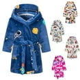 thumbnail image 1 of GYRATEDREAM Kids Boys Girls Flannel Bathrobes Soft Hooded Robes 2-12 Years, 1 of 12
