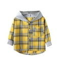 thumbnail image 1 of GYRATEDREAM Kids Boys Girls Flannel Shirts Kids Button Down Plaid Hoodie Shirt Casual Long Sleeve Sweatshirt Coats Fall Winter Lightweight Jacket for 3-14Y, 1 of 8