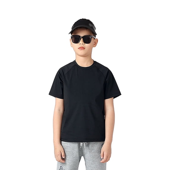 GYRATEDREAM Kids Boys Girls Spring Summer Ice Silk T-shirt Moisture Wicking Athletic Solid Color T Shirts Children Short Sleeve Breathable Quick Dry Sports Tee Tops for 7-13 Years