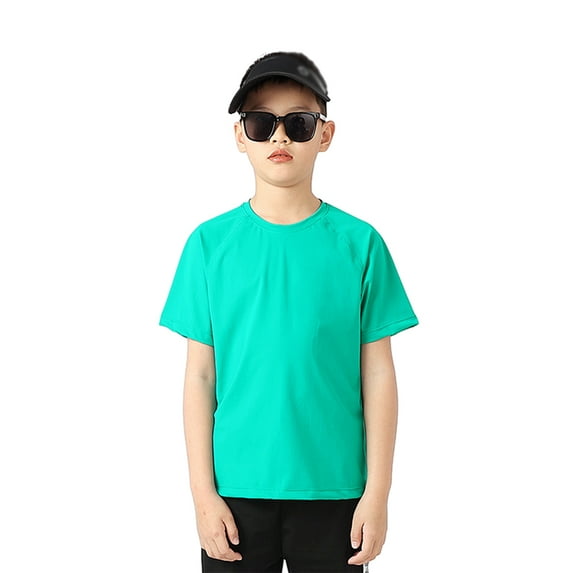 GYRATEDREAM Kids Boys Girls Spring Summer Ice Silk T-shirt Moisture Wicking Athletic Solid Color T Shirts Children Short Sleeve Breathable Quick Dry Sports Tee Tops for 7-13 Years
