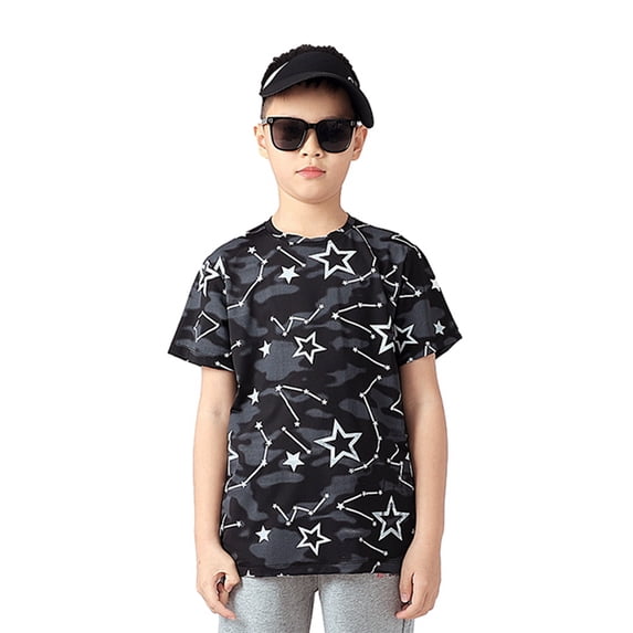 GYRATEDREAM Kids Boys Girls Spring Summer T-shirt Moisture Wicking Athletic Graphic Print T Shirts Children Short Sleeve Breathable Quick Dry Sports Tee Tops for 7-13 Years