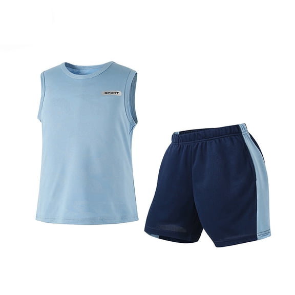 GYRATEDREAM Kids Boys Loose Athletic Sleeveless Tank Top T-Shirt and Active Shorts Set 2 Piece Boys Sportswear Lightweight and Breathable