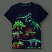 GYRATEDREAM Kids Boys Novelty Luminous Short Sleeve T-Shirts Dinosaur Tops for 2-7 Years
