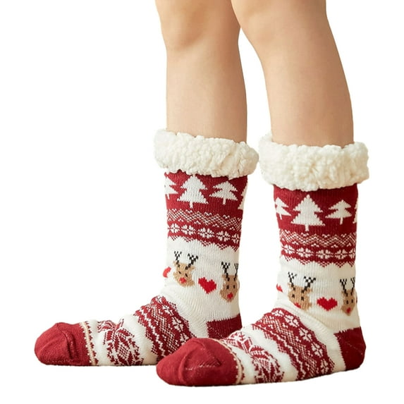 GYRATEDREAM Kids Christmas Fuzzy Crew Socks Boys Girls Cotton Home Holiday Xmas Gifts Boot Socks Children Stuffers Cozy Fluffy Calf Socks Costume Party for 5-14 Years