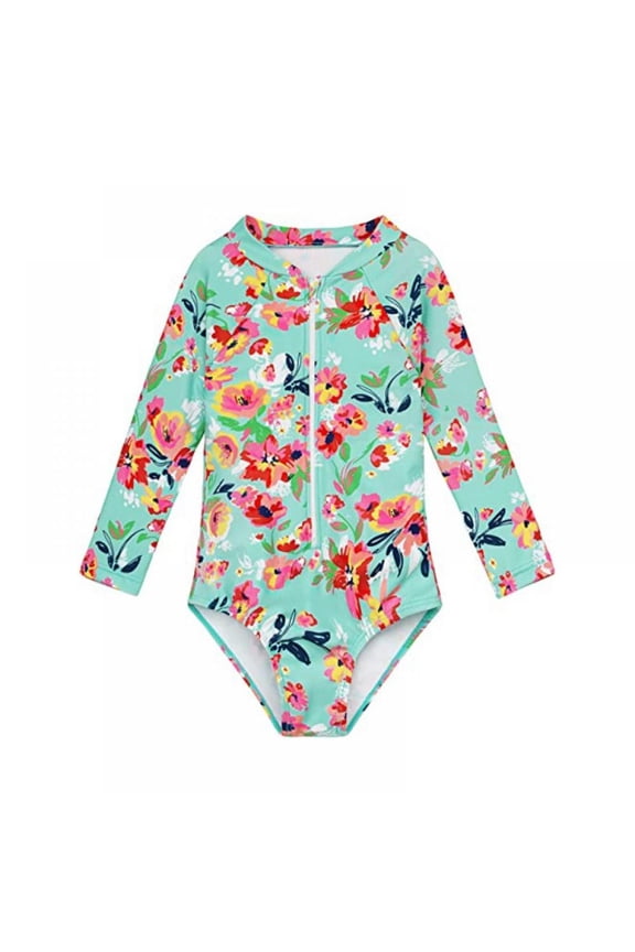 Kids Girl Romper Swimwear One Piece Bikini Swimsuits Long Sleeve Rash Guard Bathing Suit Bow Sport Beach Sets