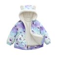 thumbnail image 1 of GYRATEDREAM Kids Girls Bear Ear Hooded Winter Jacket Fleece Lined Cartoon Rabbit Print Warm Coat 2-10Y, 1 of 8