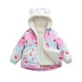 thumbnail image 1 of GYRATEDREAM Kids Girls Bear Ear Hooded Winter Jacket Fleece Lined Cartoon Rabbit Print Warm Coat 2-10Y, 1 of 4