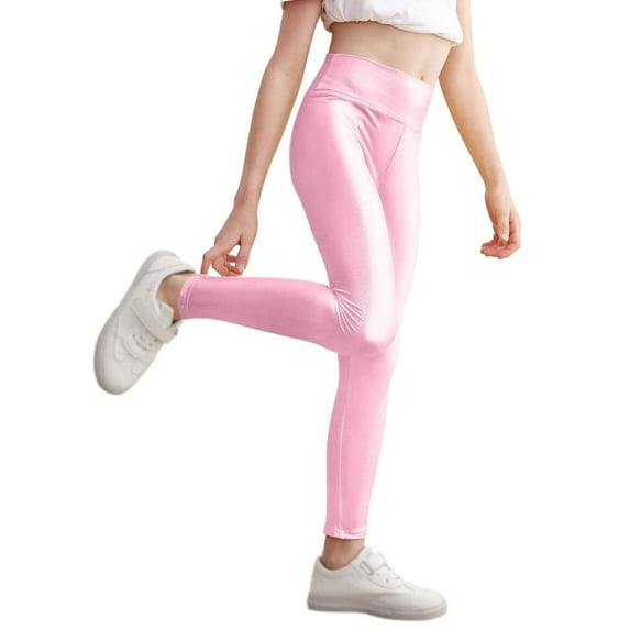 GYRATEDREAM Kids Girls Dance Pants Gymnastic Shiny Metallic Dance Leggings Skinny for Performances 4-14 Years