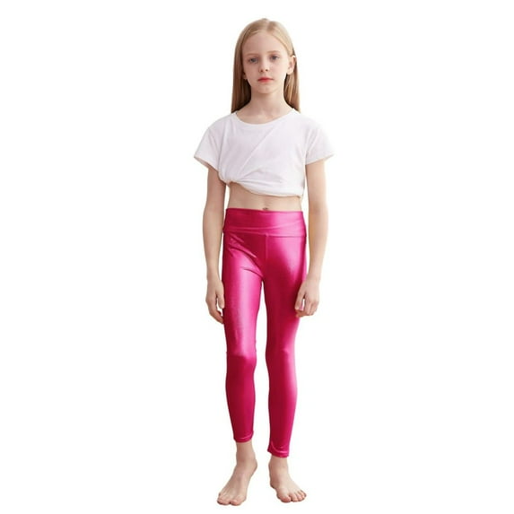 GYRATEDREAM Kids Girls Dance Pants Gymnastic Shiny Metallic Dance Leggings Skinny for Performances 4-14 Years