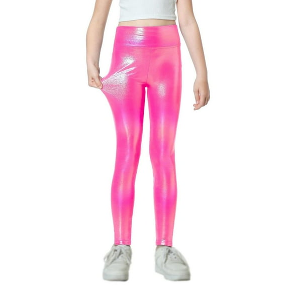 GYRATEDREAM Kids Girls Dance Pants Gymnastic Shiny Metallic Dance Leggings Skinny for Performances 4-14 Years