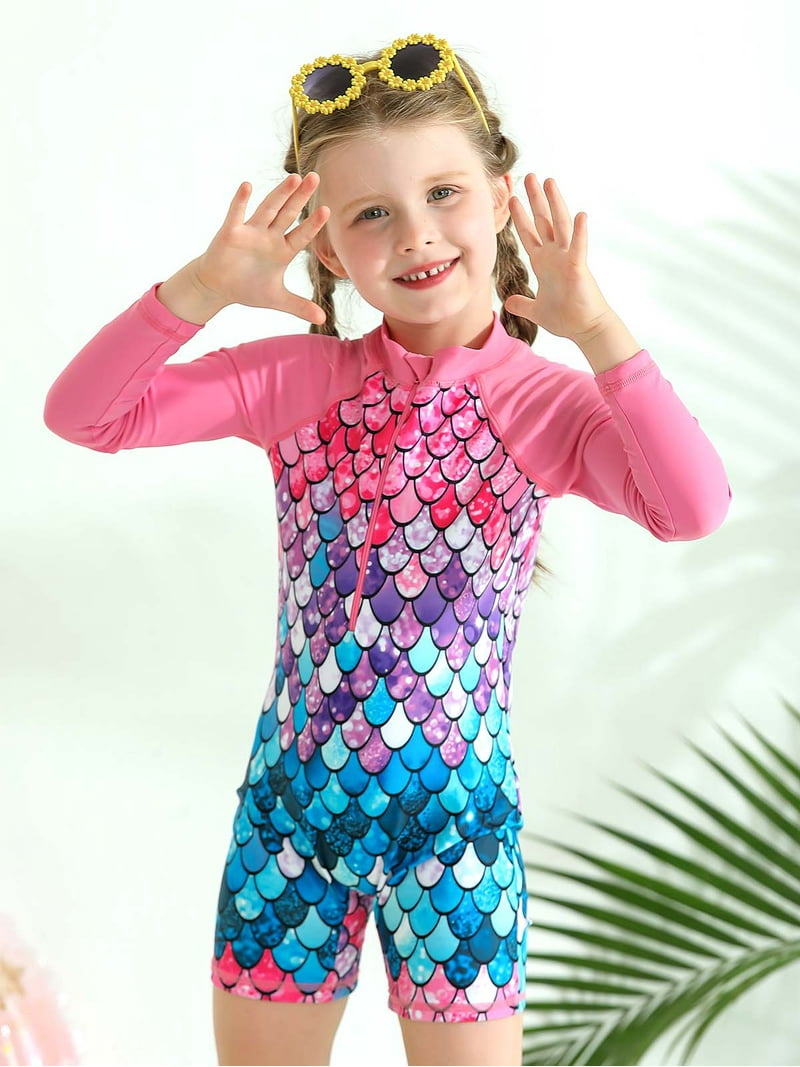 GYRATEDREAM Kids Girls Mermaid One Piece Swimsuits Swimwear Long