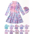 thumbnail image 1 of GYRATEDREAM Kids Girls One Piece Swimsuits Mermaid Swimwear Skirt Long Sleeve Rash Guard Bathing Suit 3-10 Years, 1 of 6