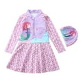 thumbnail image 1 of GYRATEDREAM Kids Girls One Piece Swimsuits Mermaid Swimwear Skirt Long Sleeve Rash Guard Bathing Suit 3-10 Years, 1 of 4