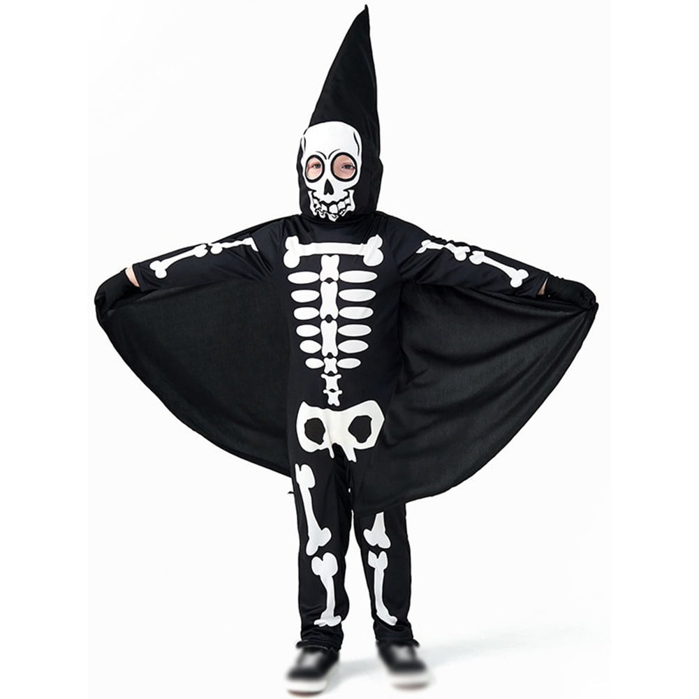 GYRATEDREAM Kids Halloween Skeleton Costume Boys Girls Cosplay White