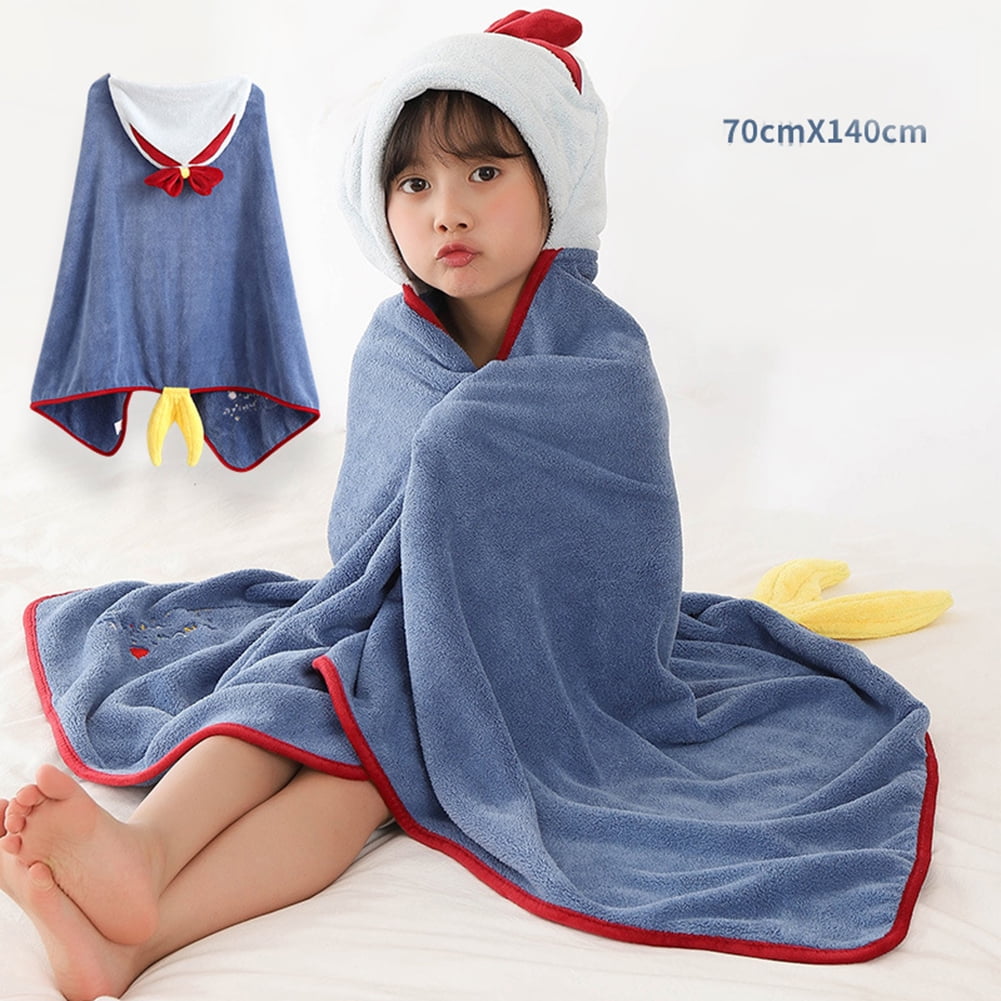 Kids Hooded Bath & Beach Towel - Super Absorbent, Cute Cartoon Animal Print, UPF 50+ (Dinosaur World)