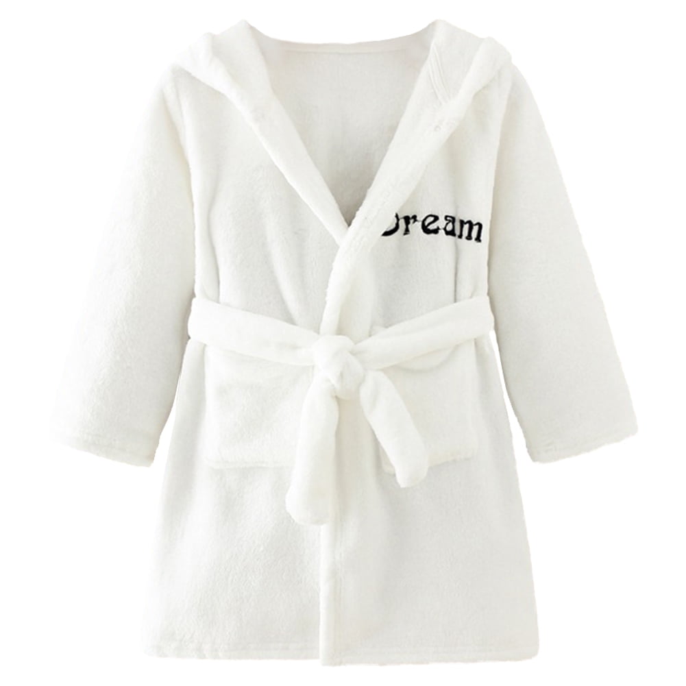 GYRATEDREAM Kids Hooded Fleece Bathrobe Boys Girls Bathrobes Plush Soft